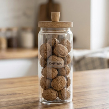 Βάζο γυάλινο με ξύλινο πώμα φ9x 23,5 cm L