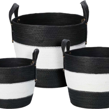 Καλάθι Πεπιεσμένο Χαρτί Ασπρόμαυρο με Λαβές 22-30cm S/3