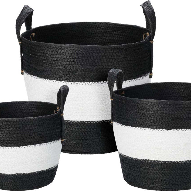Καλάθι Πεπιεσμένο Χαρτί Ασπρόμαυρο με Λαβές 22-30cm S/3