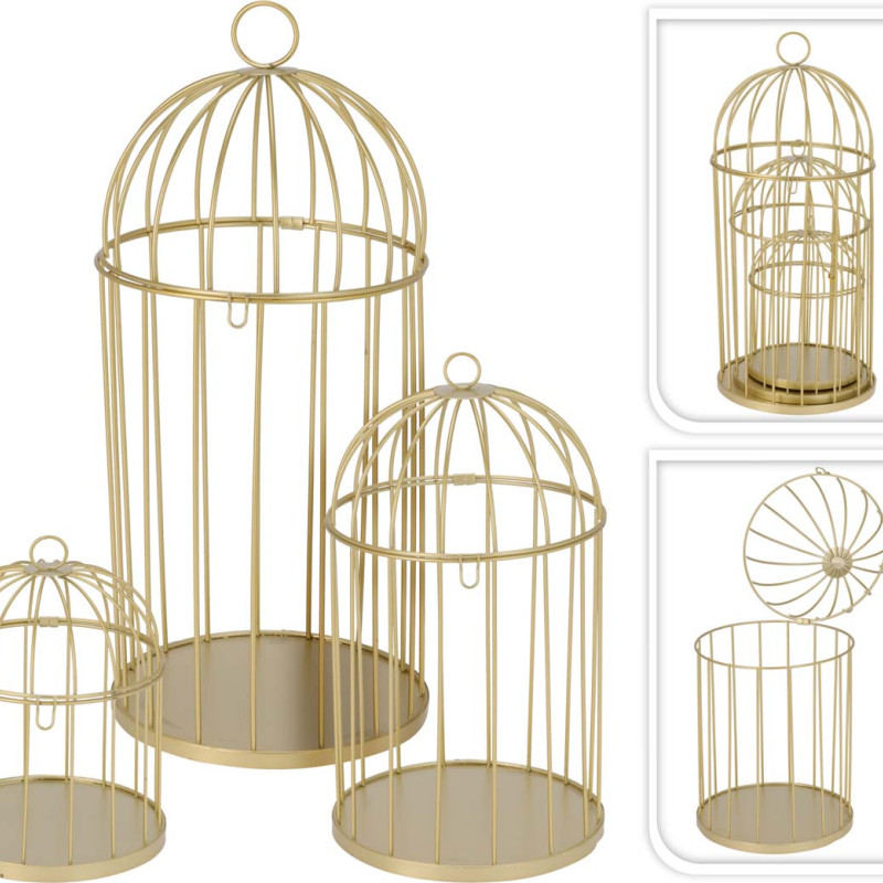 Κλουβί Μεταλλικό Χρυσό 13-19x19-41cm S/3