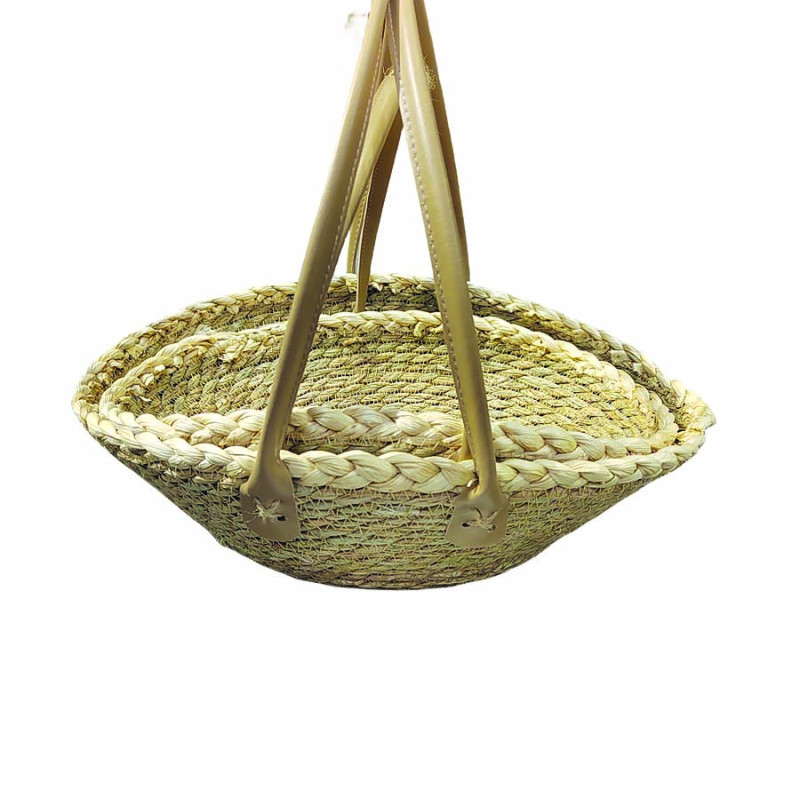 Καλάθι Seagrass με Λαβή Φυσικό 35-39x26-30x26-35cm S/2