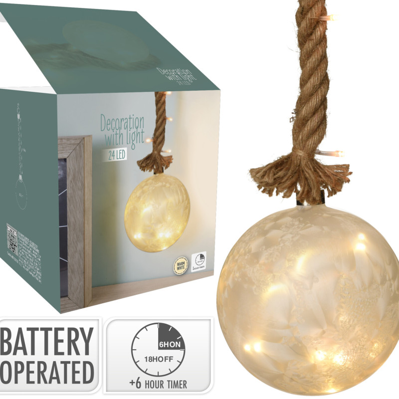 Μπάλα Γυάλινη 15LED WW 15cm