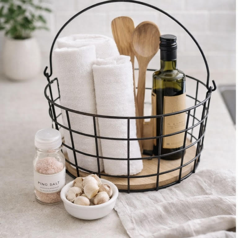  Καλάθι από Μέταλλο  ΚΑΙ ΞΥΛΟ 28x28x15cm