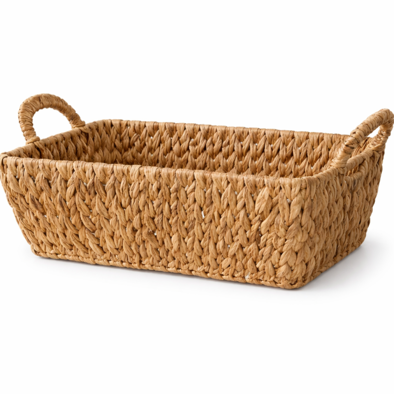 Καλάθι με Λαβές από Φυσικό Φύλλο 30x20x11cm