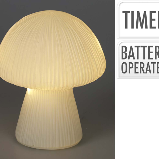 Μανιτάρι LED από Γυαλί Λευκό 12x15cm