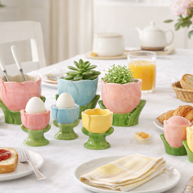 Γλάστρα 9.5x11cm μπλε-κιτρινο σετ/2