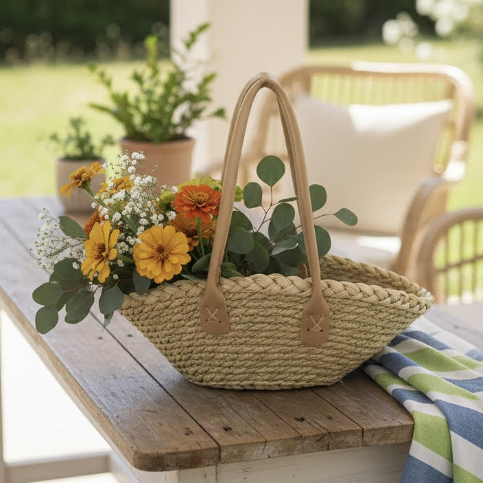 Καλάθι Seagrass με Λαβή Φυσικό 35-39x26-30x26-35cm S/2