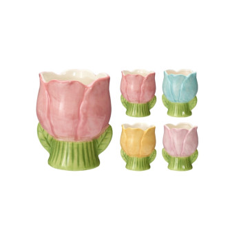 Γλάστρα 9.5x11cm μπλε-κιτρινο σετ/2