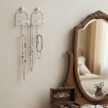  Κρεμάστρα Μεταλλική λευκη  Τοίχου με 2 Γατζάκια 18x23cm