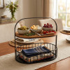 JK Home Décor - Διώροφη Μικρή Ραφιέρα / Σετ Σερβιρίσματος από Μέταλλο & Μπαμπού Υ30εκ.Μ27εκ.