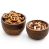 Σετ 2 Τεμαχίων Μπολ από Φυσικό Ξύλο – Χειροποίητης Αίσθησης Mini Bowls για Σνακ, Ξηρούς Καρπούς & Διακόσμηση (11.4x6cm)