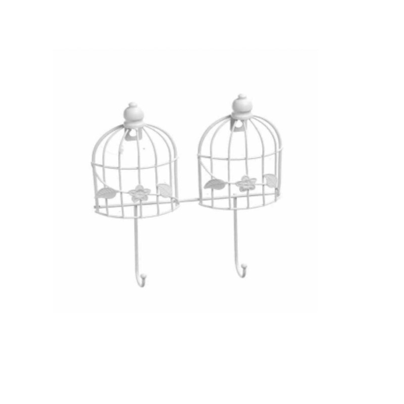  Κρεμάστρα Μεταλλική λευκη  Τοίχου με 2 Γατζάκια 18x23cm