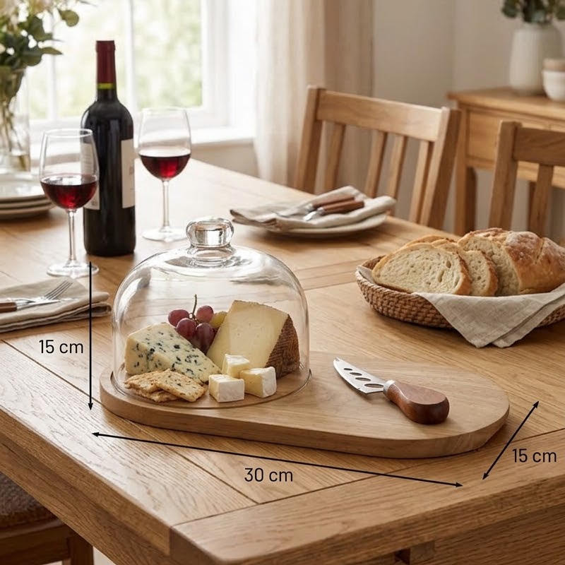 JK Home Décor - Βάση από Ακακία με Καμπάνα 30x15x15cm S/3