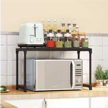 Μεταλλική Ραφιέρα Πάγκου Οργάνωσης Microwave – Organizer Κουζίνας Δύο Επιπέδων (57.5x26x31cm)