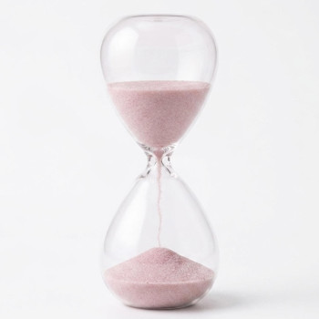 Γυάλινη Κλεψύδρα με Ροζ Άμμο (16cm) – Minimal Διακοσμητικό Γραφείου & Σπιτιού δυο λεπτων