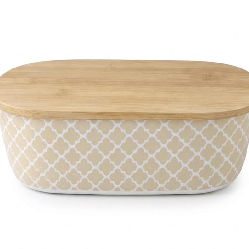 Ψωμιέρα Bamboo Fiber με Καπάκι από Φυσικό Ξύλο Μπαμπού – Eco Friendly – 36x20.5cm