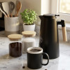 Premium Σετ 3τμχ: Κανάτα Θερμός Bamboo Design 1Lt & Κούπα Μαυροπίνακας με Κιμωλία - Μαύρο