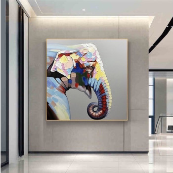 Πινακας ζωγραφικης pop art elephant με ξύλινο πλαίσιο . Διαστάσεις 80*80 cm