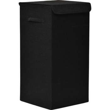 Καλάθι Απλύτων Αναδιπλούμενο από MDF Μαύρο με Υφασμάτινη Επένδυση MRShome
