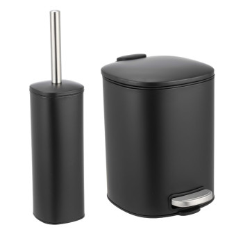 Σετ Κάδος Απορριμμάτων Οβάλ 5L Μεταλλικός Soft CLose Μαύρος και Πιγκάλ MRShome