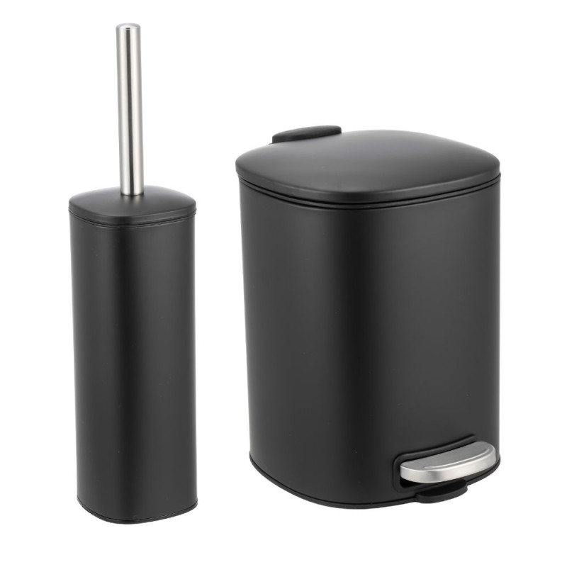 Σετ Κάδος Απορριμμάτων Οβάλ 5L Μεταλλικός Soft CLose Μαύρος και Πιγκάλ MRShome
