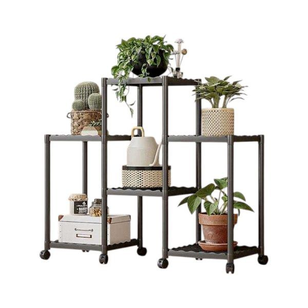 Διακοσμητική τροχήλατη ραφιέρα δαπέδου με 6 ράφια – YH9628-1A – 114104 – Black