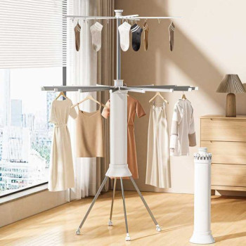 Πτυσσόμενη κρεμάστρα δαπέδου & απλώστρα ρούχων τροχήλατη – 12003-2 – 114272