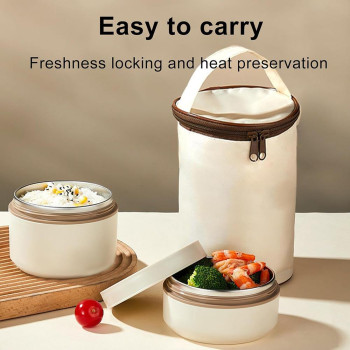 Σετ 2 lunch box inox & θερμική τσάντα 1040ml