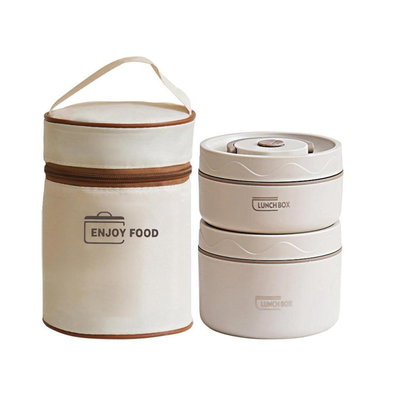 Σετ 2 lunch box inox & θερμική τσάντα 1040ml