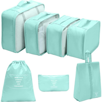 Θήκες οργάνωσης ταξιδίου γαλάζιο σετ 8 τεμαχίων