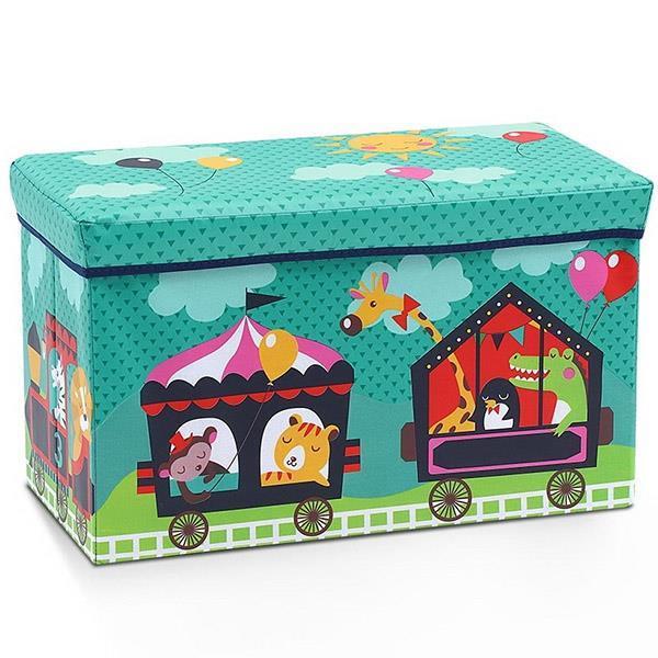 Κουτί αποθήκευσης υφασμάτινο "τρένο με ζωάκια" Υ35x60x30εκ.