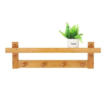 Κρεμάστρα επιτοίχια με ράφι από μπαμπού Υ18x59x11εκ.