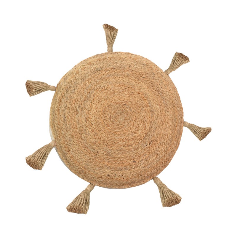 Πουφ Elefon Inart φυσικό-εκρού ύφασμα