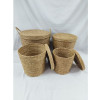 Καλάθια Ψάθινα με Καπάκι 4 Τεμ Σετ PAROS